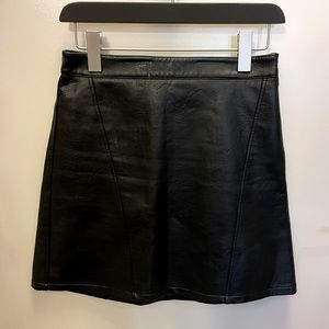 Vegan black leather miniskirt. Zara size small